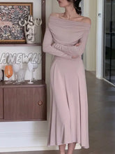 Hnewly Summer Spring New Elegant Long Sleeve Off Shoulder Dress Women Sexy Party Lady Fashion